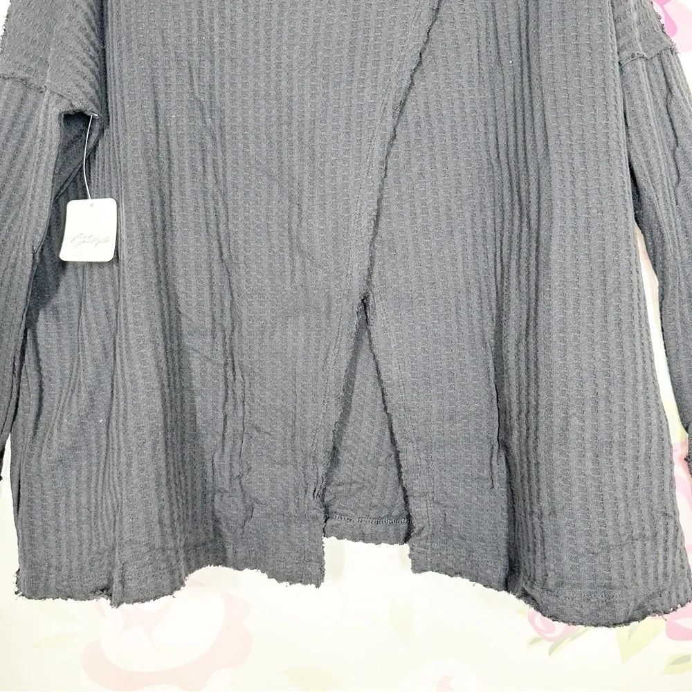 NEW Free People Juicy Thermal Black Long Sleeve Top S
